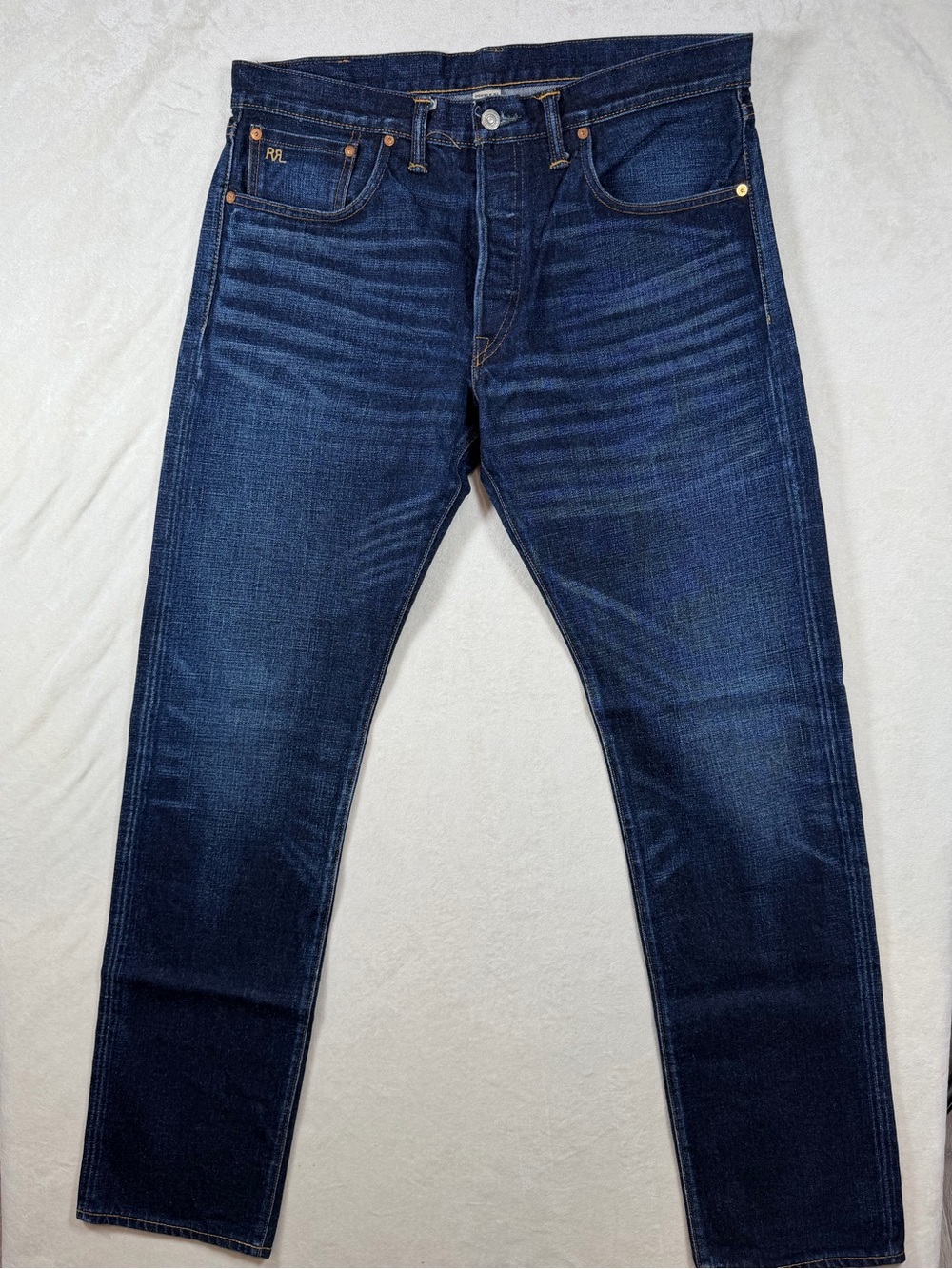 RRL 36W 34L Double RL Slim Fit Japanese Selvedged Dark Blue Slim Fit Jeans
